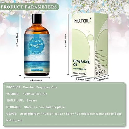 PHATOIL Meeresbrise Duftöl 100ml – Aromatherapie Öl für Diffuser, DIY Kerzen & Seifenherstellung
