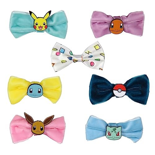 Pokemon Samt-Haarschleifen und Alligator-Haarklammern Set – 7-teilig für Frauen und Mädchen