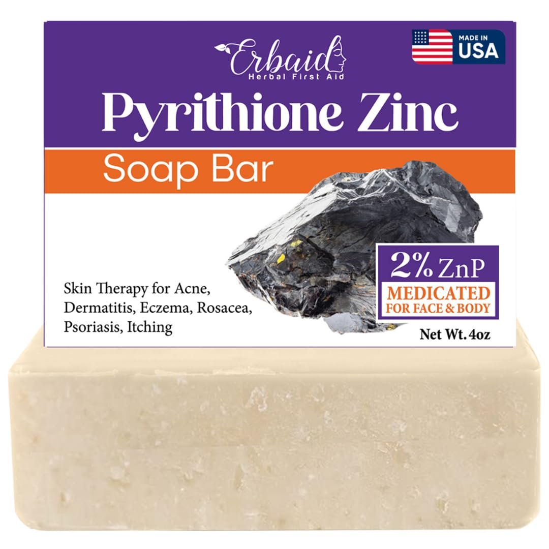 Pyrithion-Zink-Seifenbar für Gesicht & Körper, 113 g | 2% ZnP Seife zur Hautreparatur bei Akne, Rosacea, Ekzemen, Dermatitis, Psoriasis, Juckreiz | Reinigende, beruhigende Zink-Gesichtswäsche, hergestellt in USA