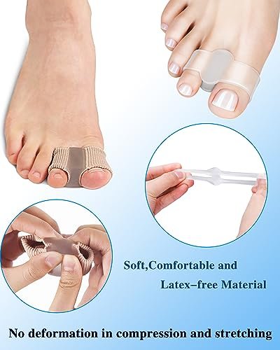 PGRODE 4er-Pack Zehenspreizer für Hallux-Valgus-Korrektur, Großzehenstrecker mit elastischem Hammerzeh-Korrektor, Zehentrenner für Damen und Herren, mit 2 Schlaufen (2 Nylon + 2 Gel)