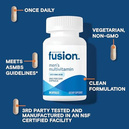 Bariatric Fusion One Per Day Multivitamin mit Eisen für Männer | Prostata- und Herzunterstützung* | für Magenbypass und Schlauchmagen | 30 Kapseln | 1 Monatsvorrat