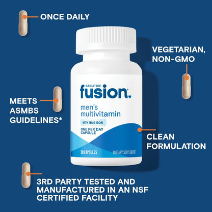 Bariatric Fusion One Per Day Multivitamin mit Eisen für Männer | Prostata- und Herzunterstützung* | für Magenbypass und Schlauchmagen | 30 Kapseln | 1 Monatsvorrat