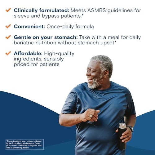 Bariatric Fusion One Per Day Multivitamin mit Eisen für Männer | Prostata- und Herzunterstützung* | für Magenbypass und Schlauchmagen | 30 Kapseln | 1 Monatsvorrat