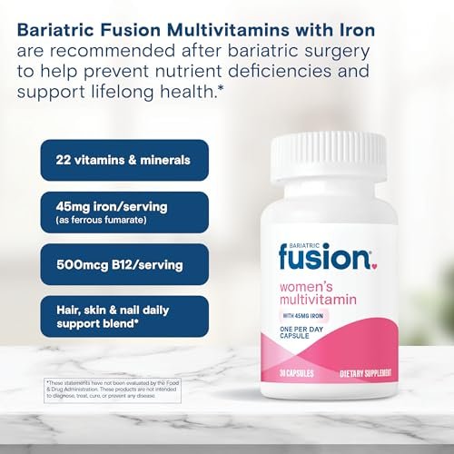 Bariatric Fusion Bariatrisches Multivitamin mit Eisen für Frauen | Haar-, Haut- und Nagelkomplex gegen Haarausfall nach bariatrischer Operation & GLP-1 | 30 Kapseln | 1-Monats-Vorrat