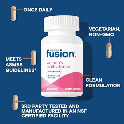 Bariatric Fusion Bariatrisches Multivitamin mit Eisen für Frauen | Haar-, Haut- und Nagelkomplex gegen Haarausfall nach bariatrischer Operation & GLP-1 | 30 Kapseln | 1-Monats-Vorrat