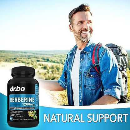 Berberin Kapseln 1200mg – Berberin HCL Nahrungsergänzung für gesunden Stoffwechsel – Premium Naturkomplex für Frauen und Männer – 60 Kapseln
