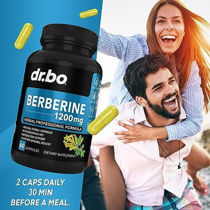 Berberin Kapseln 1200mg – Berberin HCL Nahrungsergänzung für gesunden Stoffwechsel – Premium Naturkomplex für Frauen und Männer – 60 Kapseln