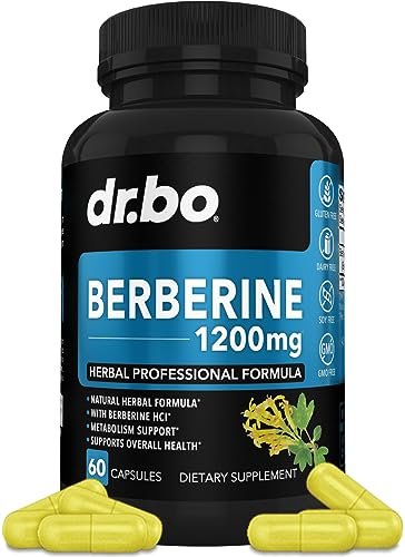 Berberin Kapseln 1200mg – Berberin HCL Nahrungsergänzung für gesunden Stoffwechsel – Premium Naturkomplex für Frauen und Männer – 60 Kapseln
