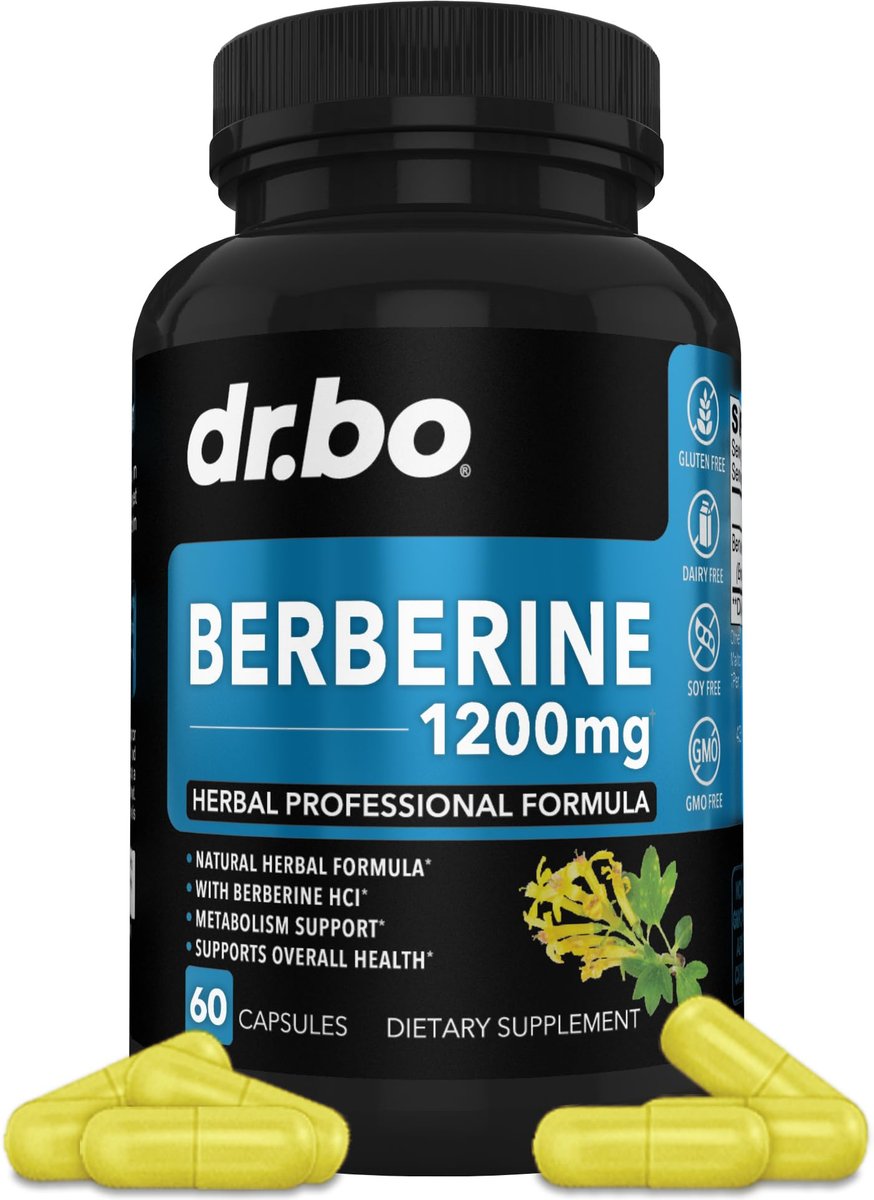 Berberin Kapseln 1200mg – Berberin HCL Nahrungsergänzung für gesunden Stoffwechsel – Premium Naturkomplex für Frauen und Männer – 60 Kapseln