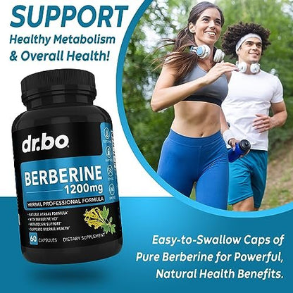 Berberin Kapseln 1200mg – Berberin HCL Nahrungsergänzung für gesunden Stoffwechsel – Premium Naturkomplex für Frauen und Männer – 60 Kapseln