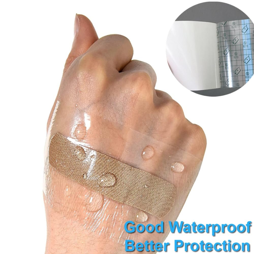 OBTANIM 50 Blatt Transparente Wasserfeste Dehnbare Klebebinde, Klare Folienabdeckung für Tattoo, Dusche, Schwimmschutz (15 x 15 cm)