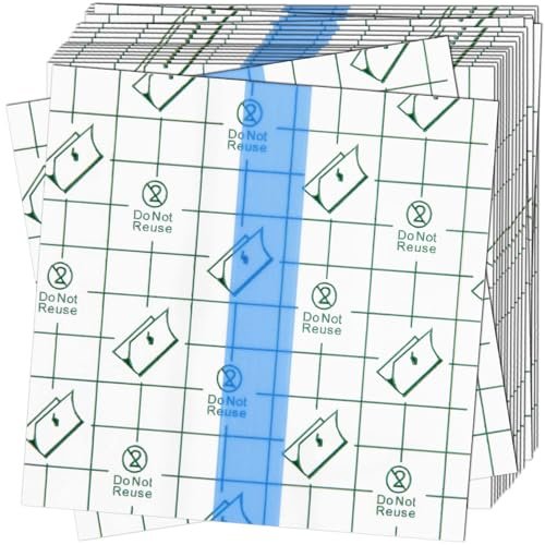 OBTANIM 50 Blatt Transparente, wasserdichte dehnbare Klebebinde – Klarsichtfolie für Tattoo, Dusche und Schwimmen (10 x 10 cm)