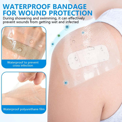 OBTANIM 50 Blatt Transparente, wasserdichte dehnbare Klebebinde – Klarsichtfolie für Tattoo, Dusche und Schwimmen (10 x 10 cm)