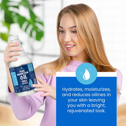 Reines Magnesium Öl Spray 946 ml - Topisches Magnesium Spray für Schlaf & Füße - Extra Stark - USP-Qualität - 100% natürlich & organisch für Muskelkater & Krämpfe - Ohne Sprühkopf - Hergestellt in den USA