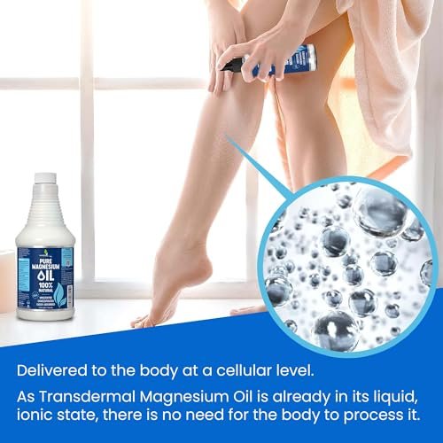 Reines Magnesium Öl Spray 946 ml - Topisches Magnesium Spray für Schlaf & Füße - Extra Stark - USP-Qualität - 100% natürlich & organisch für Muskelkater & Krämpfe - Ohne Sprühkopf - Hergestellt in den USA
