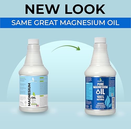Reines Magnesium Öl Spray 946 ml - Topisches Magnesium Spray für Schlaf & Füße - Extra Stark - USP-Qualität - 100% natürlich & organisch für Muskelkater & Krämpfe - Ohne Sprühkopf - Hergestellt in den USA