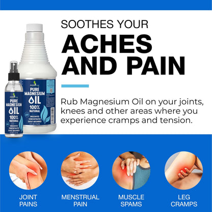 Reines Magnesium Öl Spray 946 ml - Topisches Magnesium Spray für Schlaf & Füße - Extra Stark - USP-Qualität - 100% natürlich & organisch für Muskelkater & Krämpfe - Ohne Sprühkopf - Hergestellt in den USA