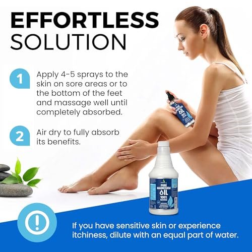 Reines Magnesium Öl Spray 946 ml - Topisches Magnesium Spray für Schlaf & Füße - Extra Stark - USP-Qualität - 100% natürlich & organisch für Muskelkater & Krämpfe - Ohne Sprühkopf - Hergestellt in den USA