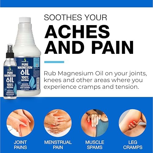 Reines Magnesium Öl Spray 946 ml - Topisches Magnesium Spray für Schlaf & Füße - Extra Stark - USP-Qualität - 100% natürlich & organisch für Muskelkater & Krämpfe - Ohne Sprühkopf - Hergestellt in den USA