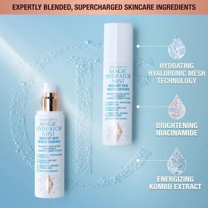 Charlotte Tilbury Magic Hydrator Face Mist - Feuchtigkeitsspray für sofortigen, strahlenden Glow - Optimiert die Aufnahme von Pflegeprodukten, belebt den Teint und hinterlässt sichtbar strahlende Haut
