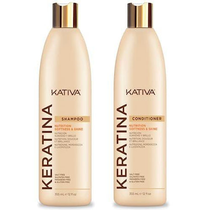 KATIVA Keratin Shampoo und Conditioner Set – 2er-Pack, 12 oz – Sulfatfrei, salzfrei und parabenfrei für Ernährung, Weichheit und Glanz
