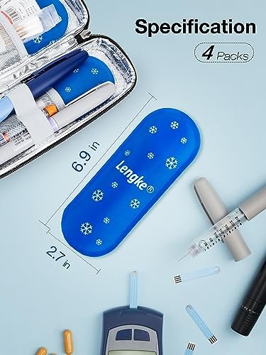 Leng Ke TSA-zugelassene Kühlpacks 4 Stück, wiederverwendbare Kühlpacks für Insulin-Reiseetui