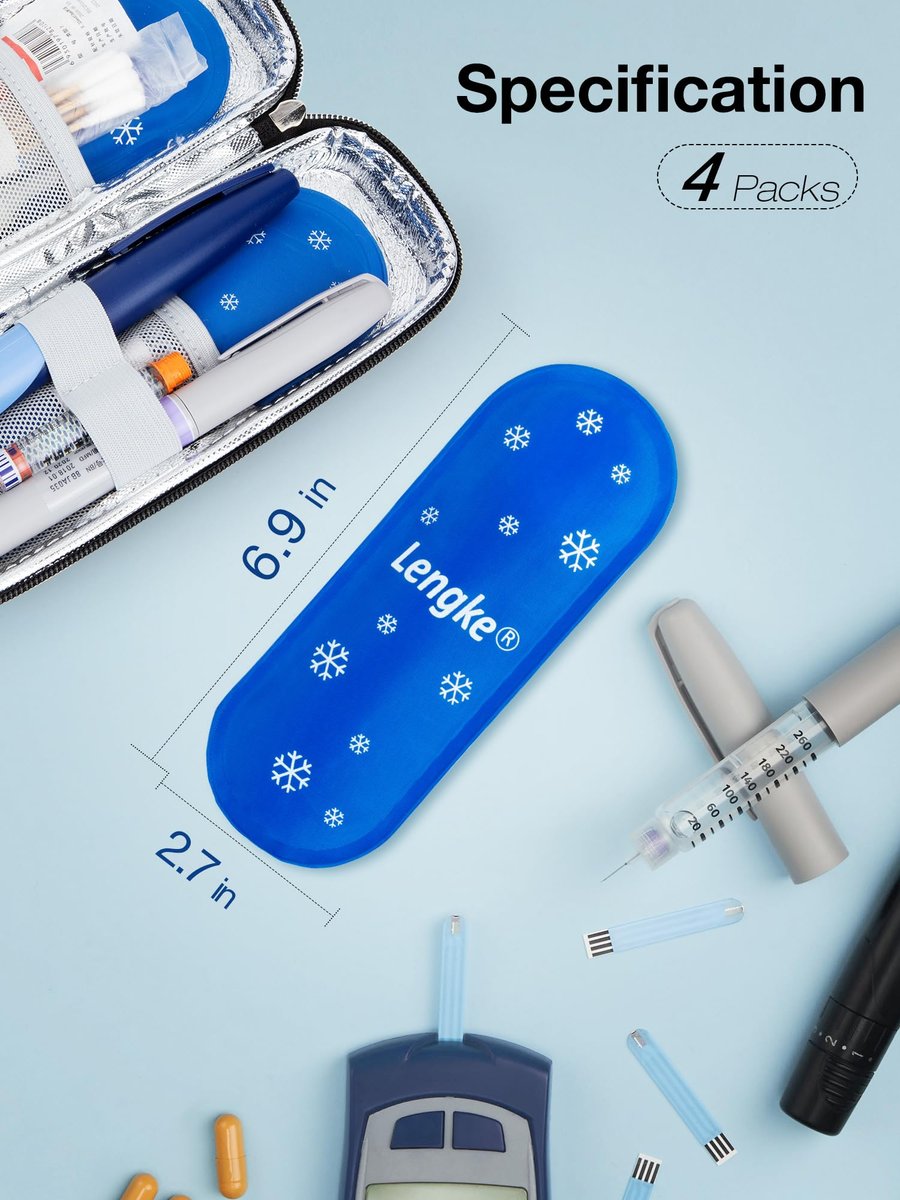 Leng Ke TSA-zugelassene Kühlpacks 4 Stück, wiederverwendbare Kühlpacks für Insulin-Reiseetui