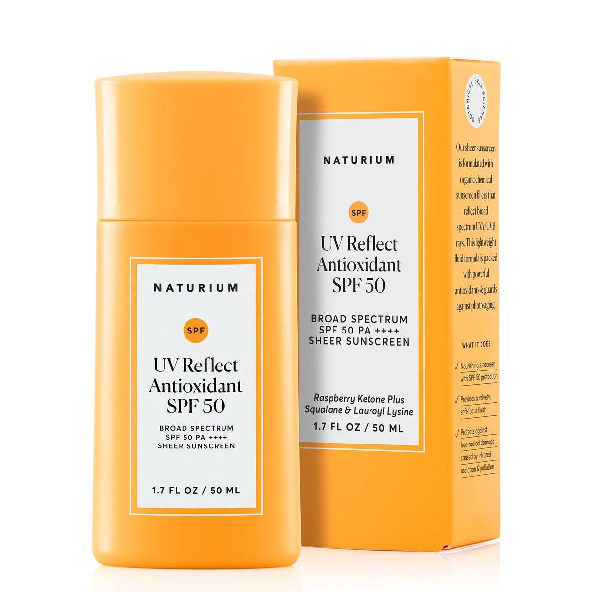 Naturium UV Reflect Antioxidant Sonnenschutz SPF 50 PA ++++ – Leichter, matter Sonnenschutz für das Gesicht, 1,7 oz