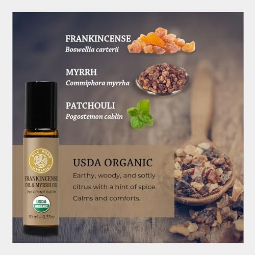 Bio Weihrauch & Myrrhe Roll-On für Körperbeschwerden, Steifheit & Kribbeln - USDA Bio Aromatherapie Roller, 10ml