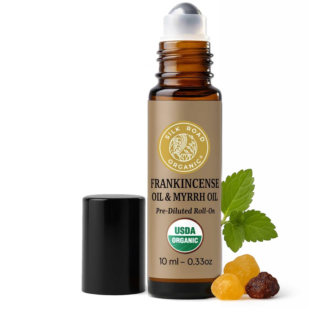 Bio Weihrauch & Myrrhe Roll-On für Körperbeschwerden, Steifheit & Kribbeln - USDA Bio Aromatherapie Roller, 10ml