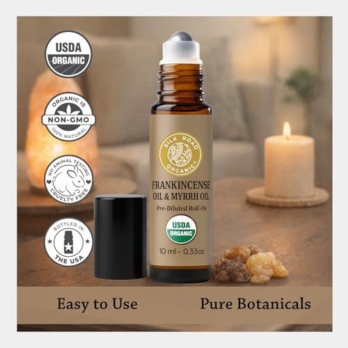 Bio Weihrauch & Myrrhe Roll-On für Körperbeschwerden, Steifheit & Kribbeln - USDA Bio Aromatherapie Roller, 10ml