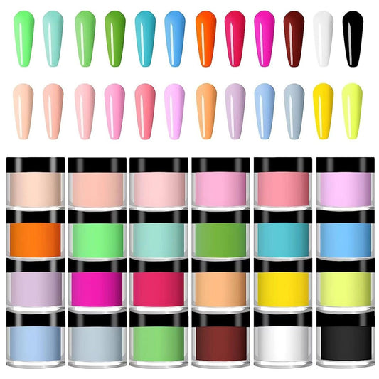 24 Farben Acryl-Nagelpuder-Set, Acrylpulver-Set für Nagelkunst, 3D-Nageldesign, French-Nagelverlängerung, Geschenk für Frauen