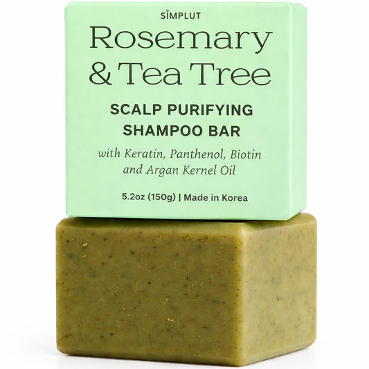 SIMPLUT Rosmarin & Teebaum Shampoo Bar – Professionelle Biotin & Keratin Festseife für klärende Kopfhautpflege – Salonqualität Volumen & Verdickung – Sulfatfrei, pH-ausgeglichen