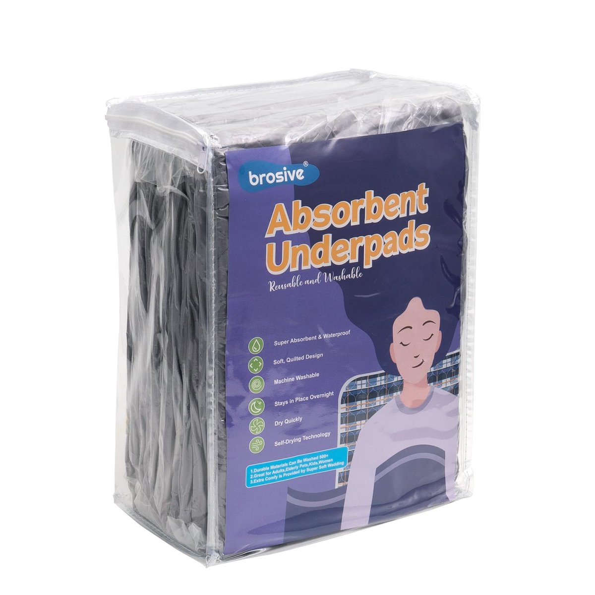 Brosive wasserdichte Bettschutzauflagen 24x36 Zoll (4er-Pack) – Waschbare Inkontinenzauflagen für Kinder, Erwachsene, Senioren und Haustiere