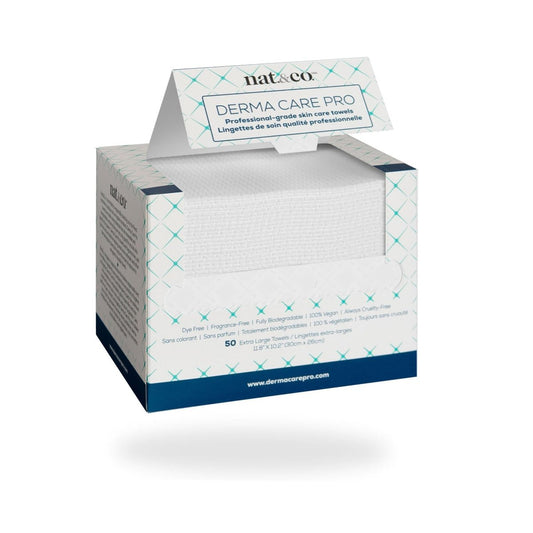 Nat.&Co. Derma Care Pro 100 % USDA zertifizierte biobasierte Materialien – Professionelle extragroße Gesichtstücher, Make-up-Entferner, Reinigungstücher für empfindliche und saubere Haut – 50 Stück