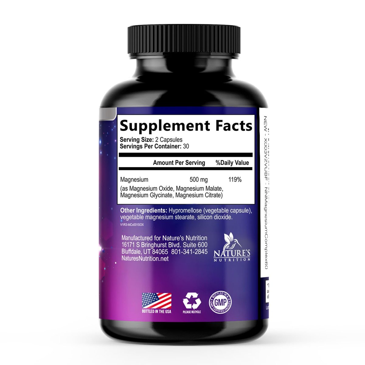 Magnesium Komplex Supplement – 500 mg Magnesium pro Portion – 4-in-1 Hochabsorbierender Blend – 100% cheliertes Magnesiumglycinat mit Malat, Citrat & Oxid – Vegan – In den USA abgefüllt – 120 Kapseln