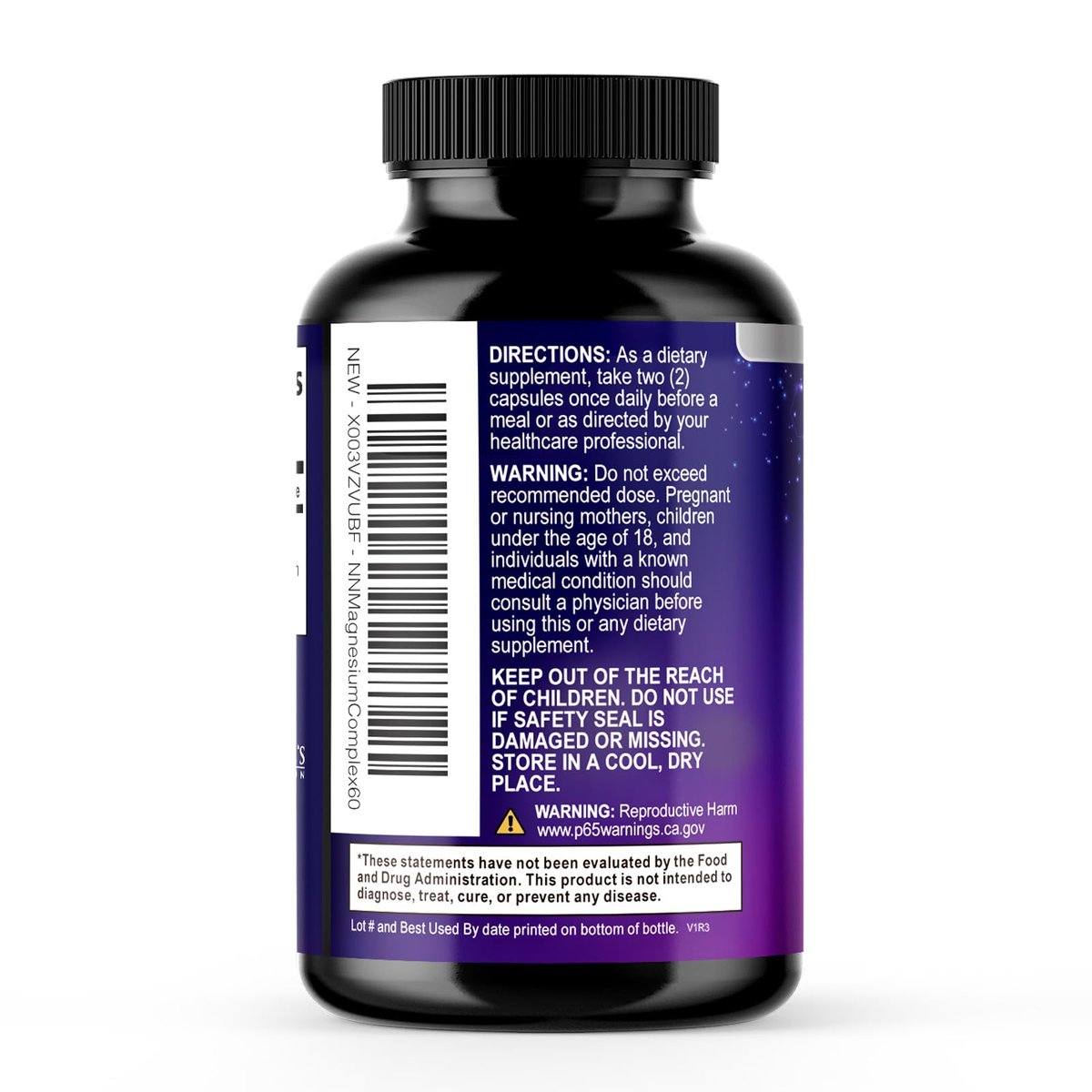 Magnesium Komplex Supplement – 500 mg pro Portion – 4-in-1 Hochdosiertes Chelat-Magnesium mit Glycinat, Malat, Citrat & Oxid – Vegane Kapseln – Hergestellt in den USA – 60 Kapseln