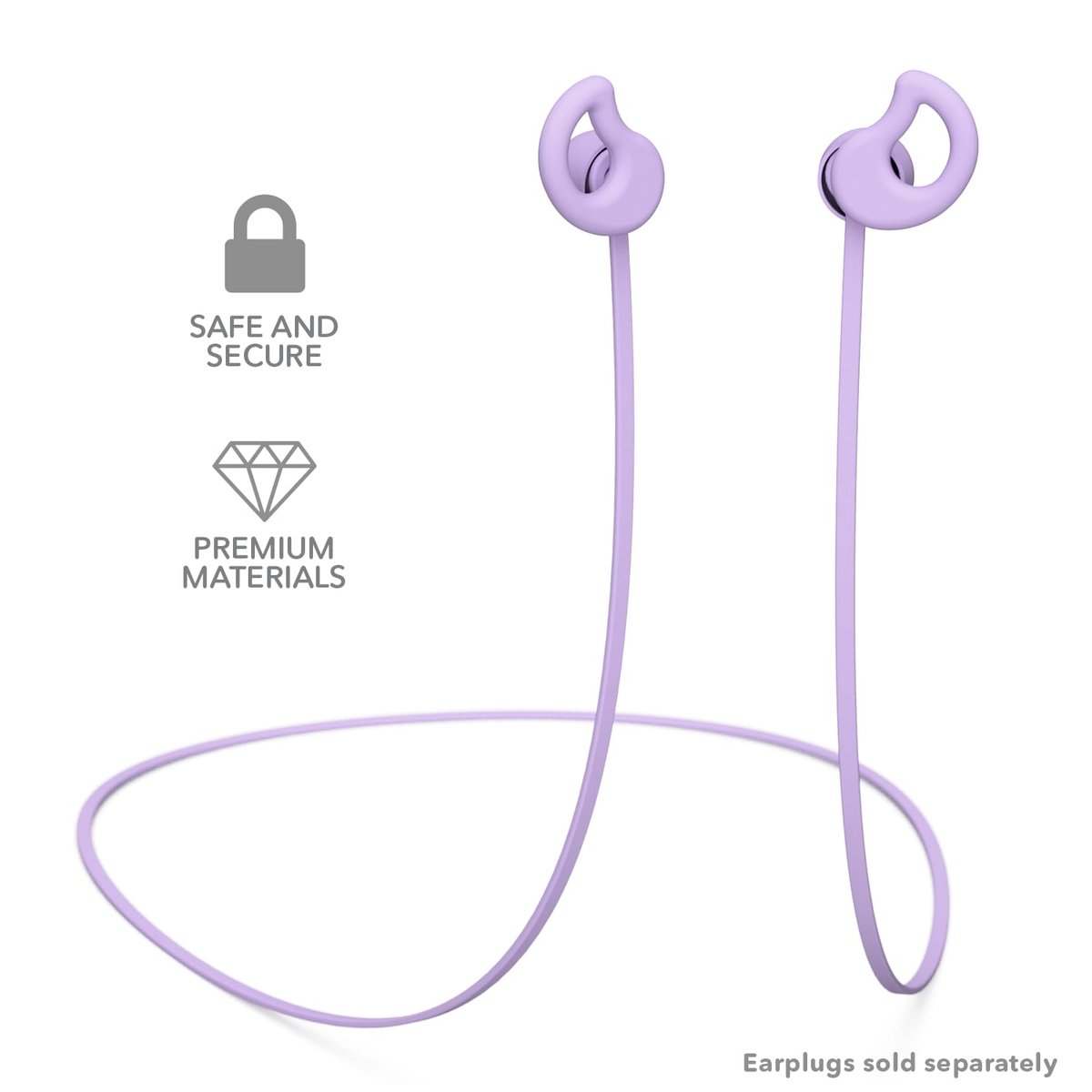 CURVD Ohrstöpsel Schlüsselband aus flexiblem Silikon, 66 cm – Kompatibel mit Loop Quiet/Engage/Experience, Vibes und mehr – Lila