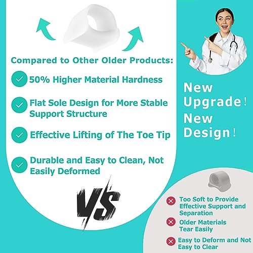 Byehambuni Hammer Toe Straightener, 6er-Pack Zehenkorrektor für Frauen, Gel-Zehenstrecker für gekrümmte, schiefe, gebogene, Krallen- und Hammerzehen für Damen und Herren, 3 verschiedene Größen (Weiß)