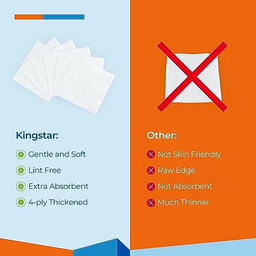 Kingstar Sterile Nonwoven Gauze Pads, 4"x 4" Wound Dressing, 60 Packs - 120 Pieces Superior Soft Sponge Pads, Higher Absorbent Gauze Compresses for Trauma or Post-Operative Wound Care
