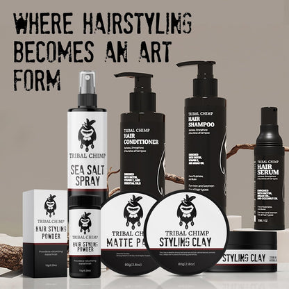 Tribal Chimp Haarstyling Clay – Starker Halt, Mattes Finish, Textur & Volumen für alle Haartypen, Zitrusduft, 80g