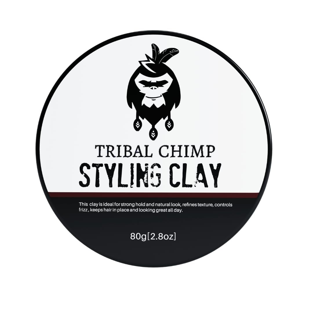 Tribal Chimp Haarstyling Clay – Starker Halt, Mattes Finish, Textur & Volumen für alle Haartypen, Zitrusduft, 80g