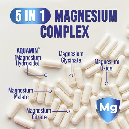 Magnesium Komplex 500mg pro Portion – Hochdosierte Magnesium-Kapseln mit maximaler Absorption für Muskel-, Nerven-, Knochen- und Herzgesundheit, Citrat-Komplex, glutenfrei, nicht-GVO – 120 Kapseln