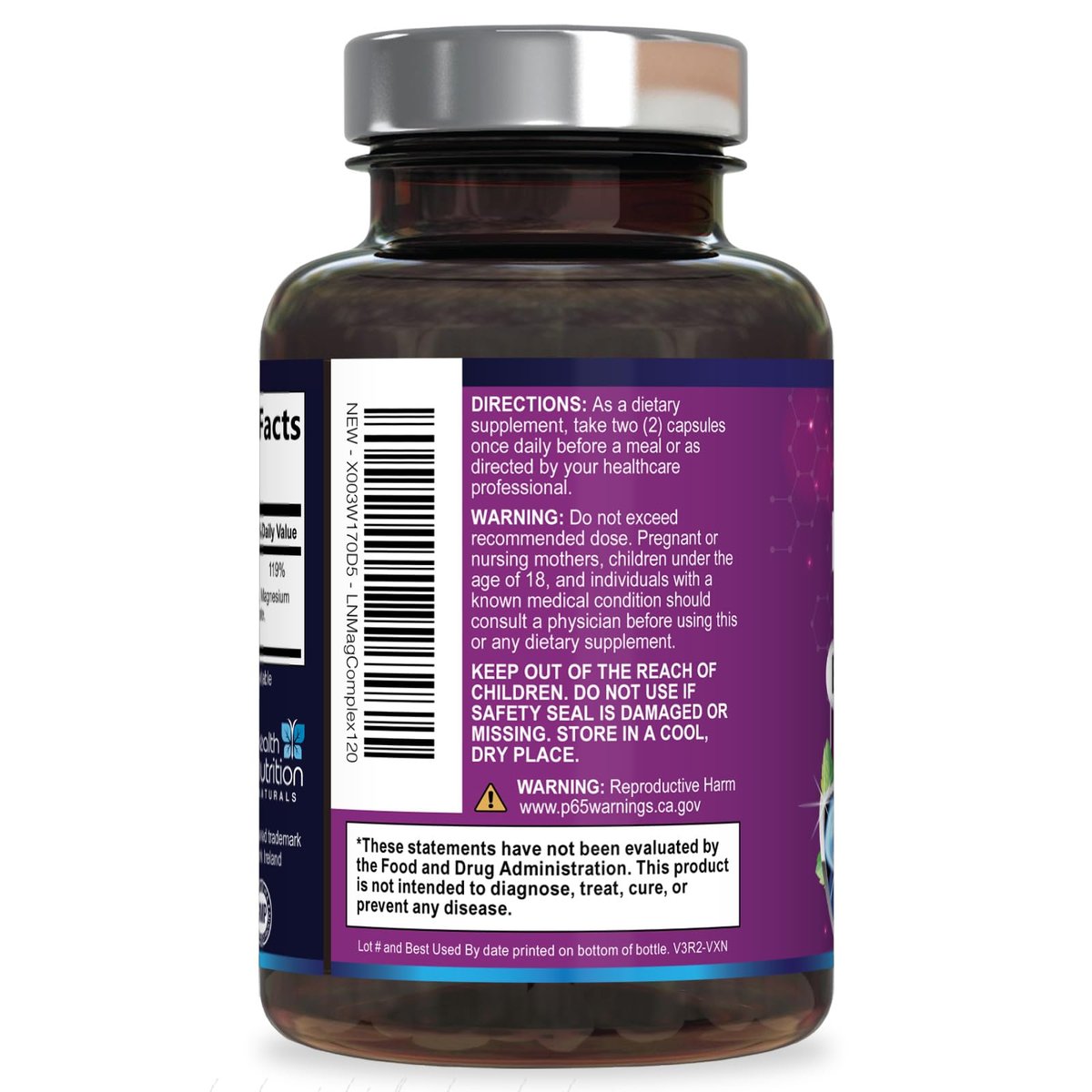 Magnesium Komplex 500mg pro Portion – Hochdosierte Magnesium-Kapseln mit maximaler Absorption für Muskel-, Nerven-, Knochen- und Herzgesundheit, Citrat-Komplex, glutenfrei, nicht-GVO – 120 Kapseln