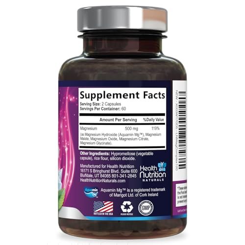 Magnesium Komplex 500mg pro Portion – Hochdosierte Magnesium-Kapseln mit maximaler Absorption für Muskel-, Nerven-, Knochen- und Herzgesundheit, Citrat-Komplex, glutenfrei, nicht-GVO – 120 Kapseln