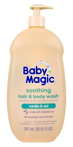 Baby Magic Beruhigendes Haar- und Körperwaschmittel, Vanille & Hafer, 30 Fl Oz – Sanfte Reinigung für Babys empfindliche Haut