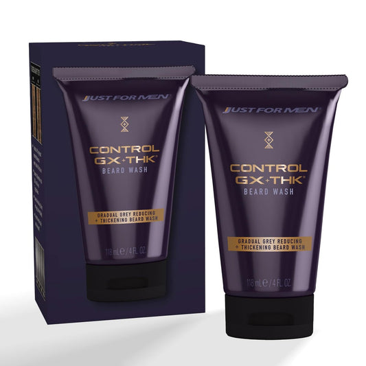 Just for Men Control GX + THK Thickening Beard Wash mit Graureduktion, Alpha Keratin unterstützt Bartwachstum, verdickt Haare um bis zu 20%, geeignet für alle Haartexturen, 118 ml