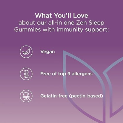Hyland's Rest and Fortify Zen Schlafhilfe und Immununterstützung, 42 vegane Gummibärchen, mit Melatonin und L-Theanin für besseren Schlaf sowie Bio-Holunderbeere, Vitamin C und Zink
