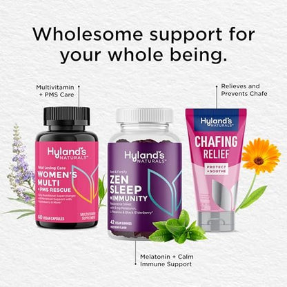Hyland's Rest and Fortify Zen Schlafhilfe und Immununterstützung, 42 vegane Gummibärchen, mit Melatonin und L-Theanin für besseren Schlaf sowie Bio-Holunderbeere, Vitamin C und Zink