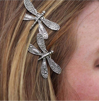 Libellula-Haarclip aus Metall – Antike Hochzeits-Haarnadel für Brautfrisuren – Retro-Stiel-Haaraccessoire für Frauen und Mädchen (Silber, 1 Stück)